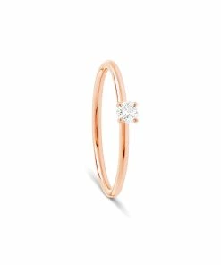 NAVA JOAILLERIE Bague Solitaire Chou Diamant Blanc Or Rose