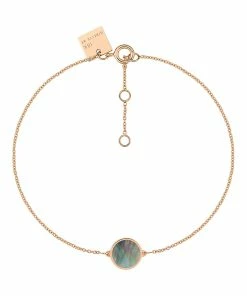 Ginette NY Bracelet Ever Mini Disc Nacre Noire Or Rose