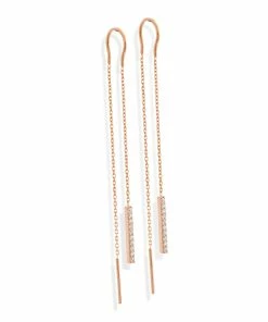 NAVA JOAILLERIE Boucles D'oreilles Hash Chaîne Diamants Or Rose