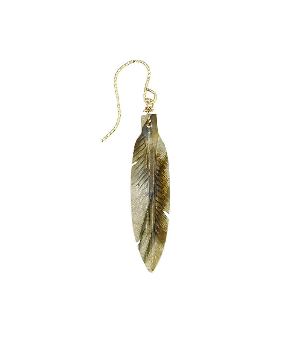 MON PRECIEUX GEM Boucle D'oreille Plume Labradorite (vendue à L'unité) 3 MON PRECIEUX GEM Boucle D'oreille Plume Labradorite (vendue à L'unité)