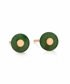 Ginette NY Boucles D'oreilles Donut Jade Or Rose