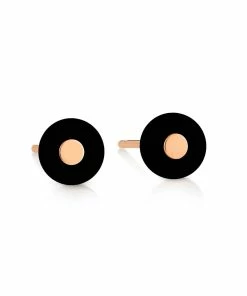 Ginette NY Boucles D'oreilles Donut Onyx Or Rose