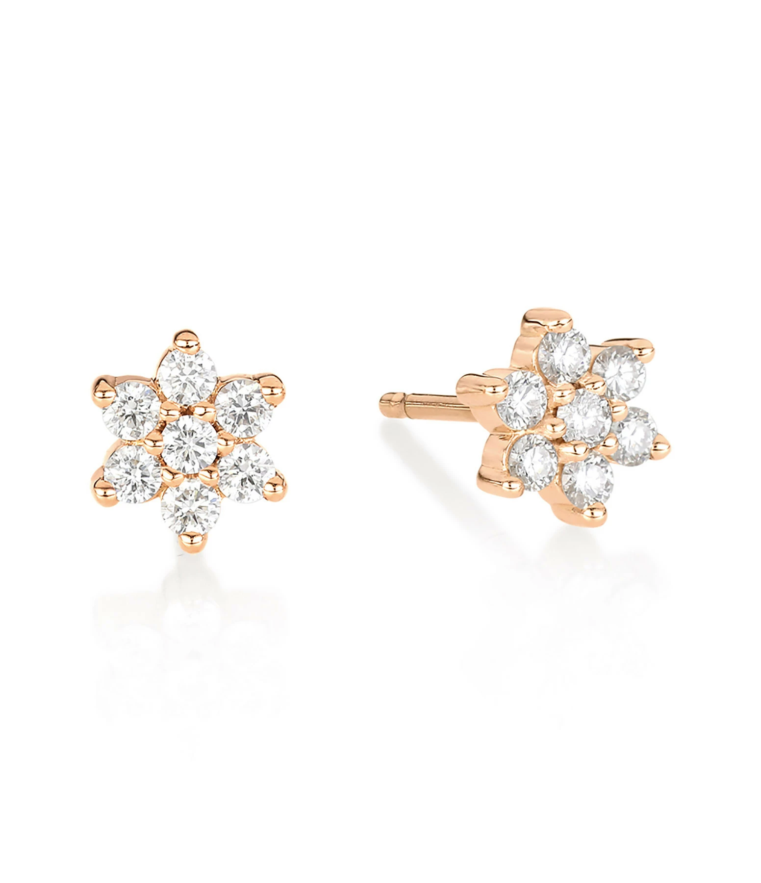 Ginette NY Boucles D'oreilles Star Puces Diamants Or Rose 3 Ginette NY Boucles D'oreilles Star Puces Diamants Or Rose