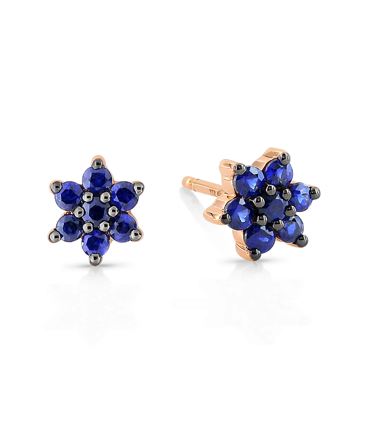 Ginette NY Boucles D'oreilles Star Puces Saphirs Or Rose 3 Ginette NY Boucles D'oreilles Star Puces Saphirs Or Rose