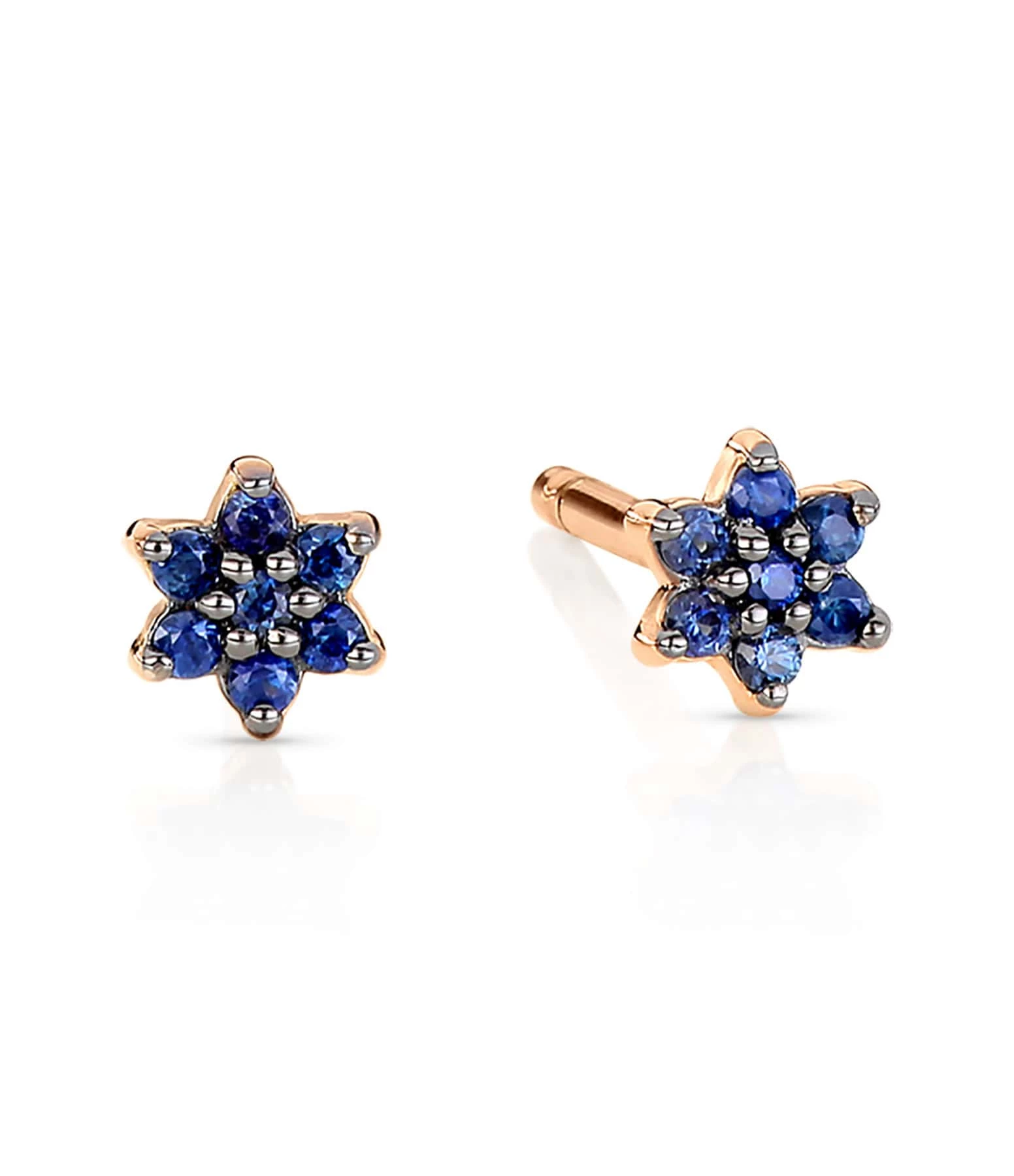 Ginette NY Boucles D'oreilles Mini Star Puces Saphirs Or Rose 3 Ginette NY Boucles D'oreilles Mini Star Puces Saphirs Or Rose