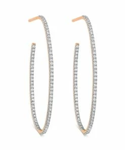 Ginette NY Créoles Ellipses & Sequins Large Or Rose Diamants