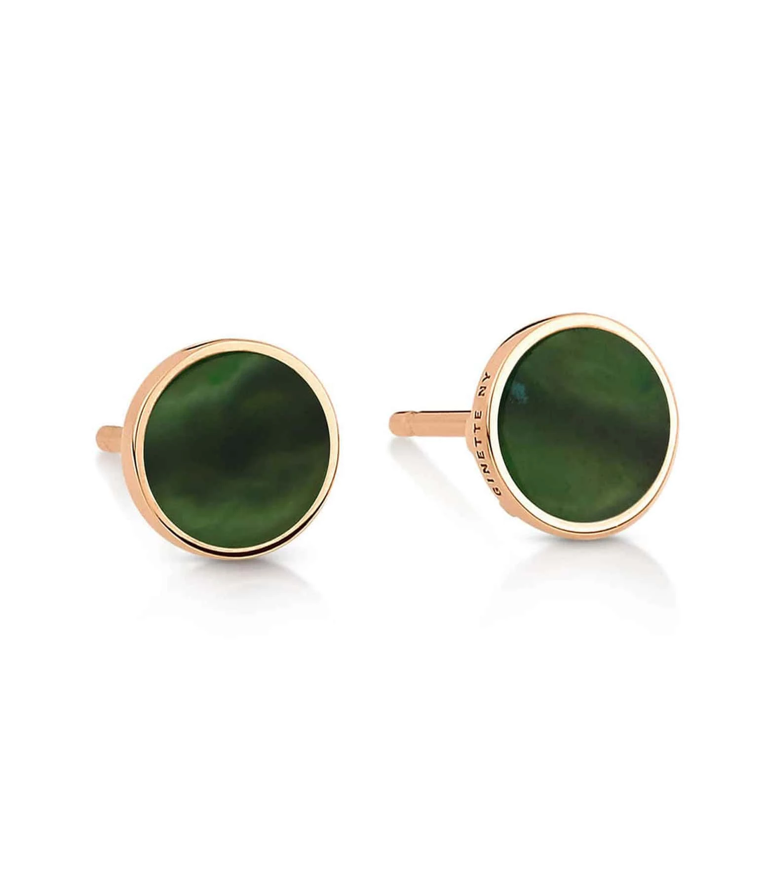 Ginette NY Boucles D'oreilles Ever Disc Jade Or Rose 3 Ginette NY Boucles D'oreilles Ever Disc Jade Or Rose