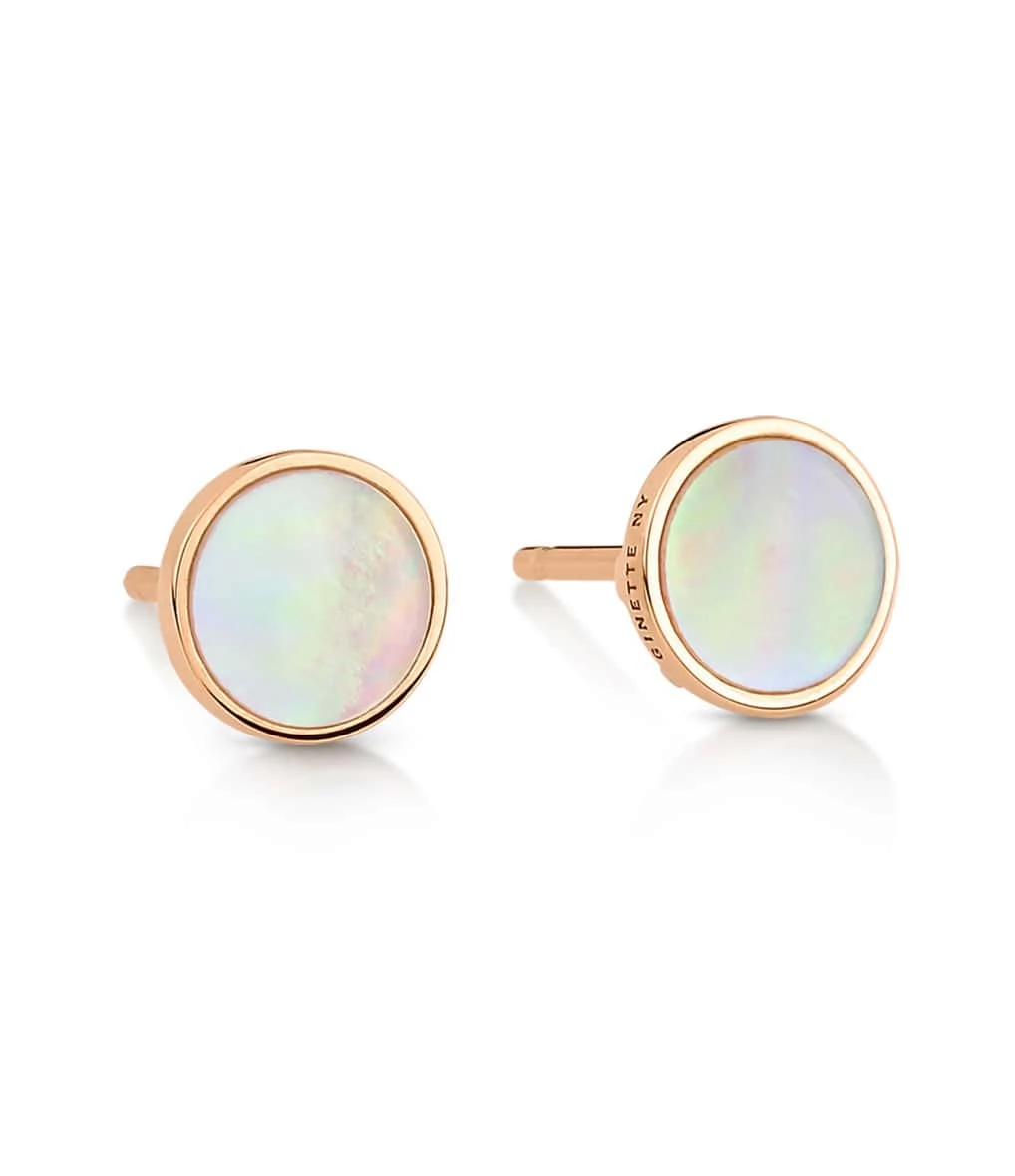 Ginette NY Boucles D'oreilles Ever Disc Or Rose Nacre Rose 3 Ginette NY Boucles D'oreilles Ever Disc Or Rose Nacre Rose