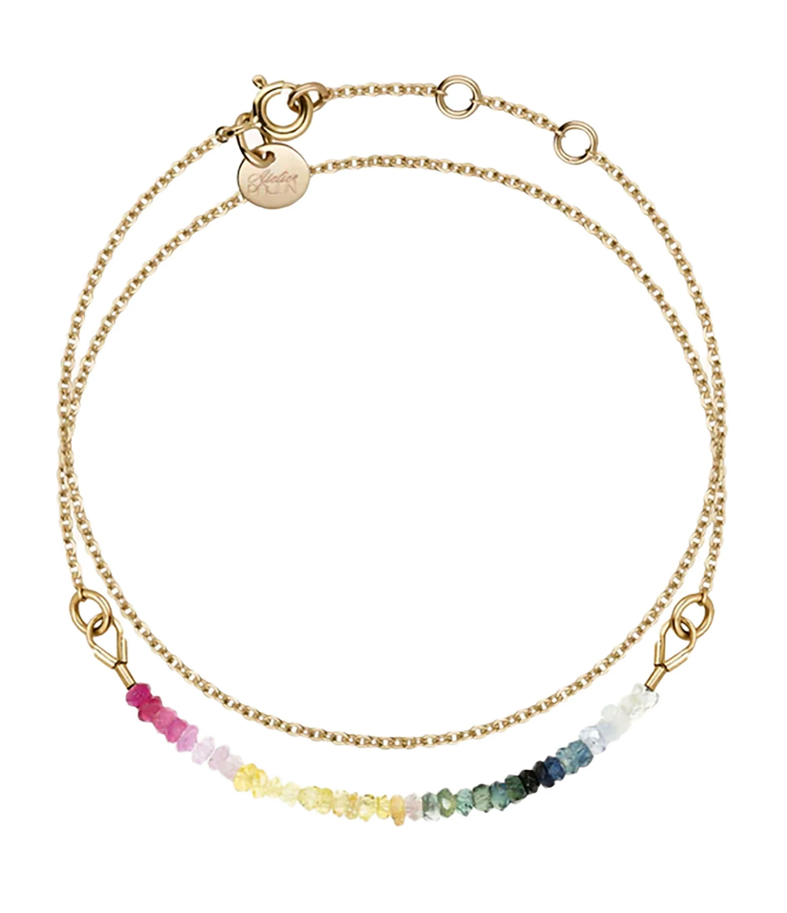 ATELIER PAULIN Bracelet Double Tour Rainbow Nude Saphir Gold Filled