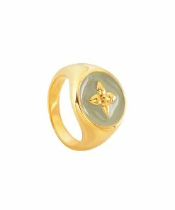 CABIROL Chevalière Croisette Vermeil Kaki