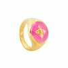 CABIROL Chevalière Croisette Vermeil Fushia 1 CABIROL Chevalière Croisette Vermeil Fushia -Boutique Gigi Clozeau cabirol chevaliere croisette rose fuchsia