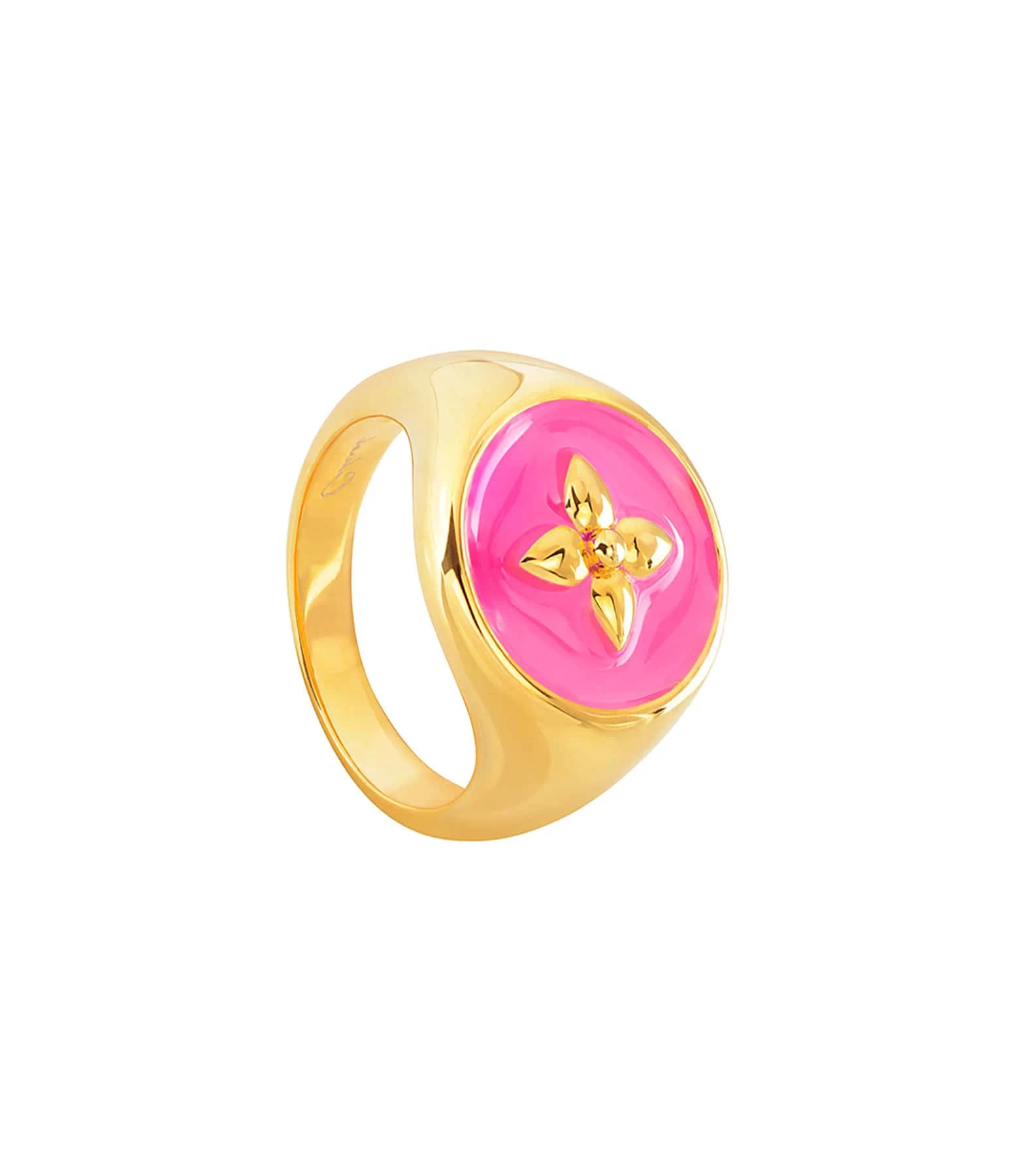 CABIROL Chevalière Croisette Vermeil Fushia 3 CABIROL Chevalière Croisette Vermeil Fushia