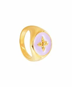 CABIROL Chevalière Croisette Vermeil Rose Poudré