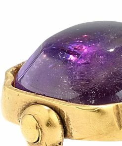 Alternative view of GOOSSENS PARIS Bague Cabochon Carré Cristal De Roche Violet Améthyste