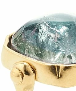 Alternative view of GOOSSENS PARIS Bague Cabochon Carré Cristal De Roche Bleu Denim