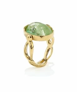 GOOSSENS PARIS Bague Cabochon Ovale Cristal De Roche Vert Clair
