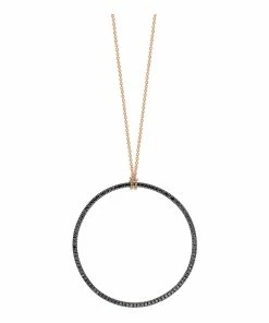 Ginette NY Collier Circles Or Rose Diamants Noirs