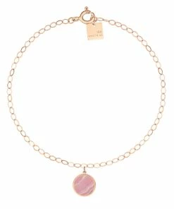 Ginette NY Bracelet De Cheville Ever Disc Rhodocrosite Or Rose