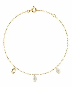 CHARLET Bracelet De Cheville Origines Perles D'Eau Douce Or Jaune