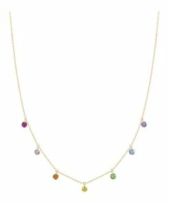 LA BRUNE & LA BLONDE Collier Confetti 7 Rubis Saphir Tsavorite Améthyste Or Jaune