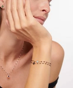 GIGI CLOZEAU Bracelet Eye Soirée Résine Turquoise Diamants Or Blanc -Boutique Gigi Clozeau clozb look20221013 45 3