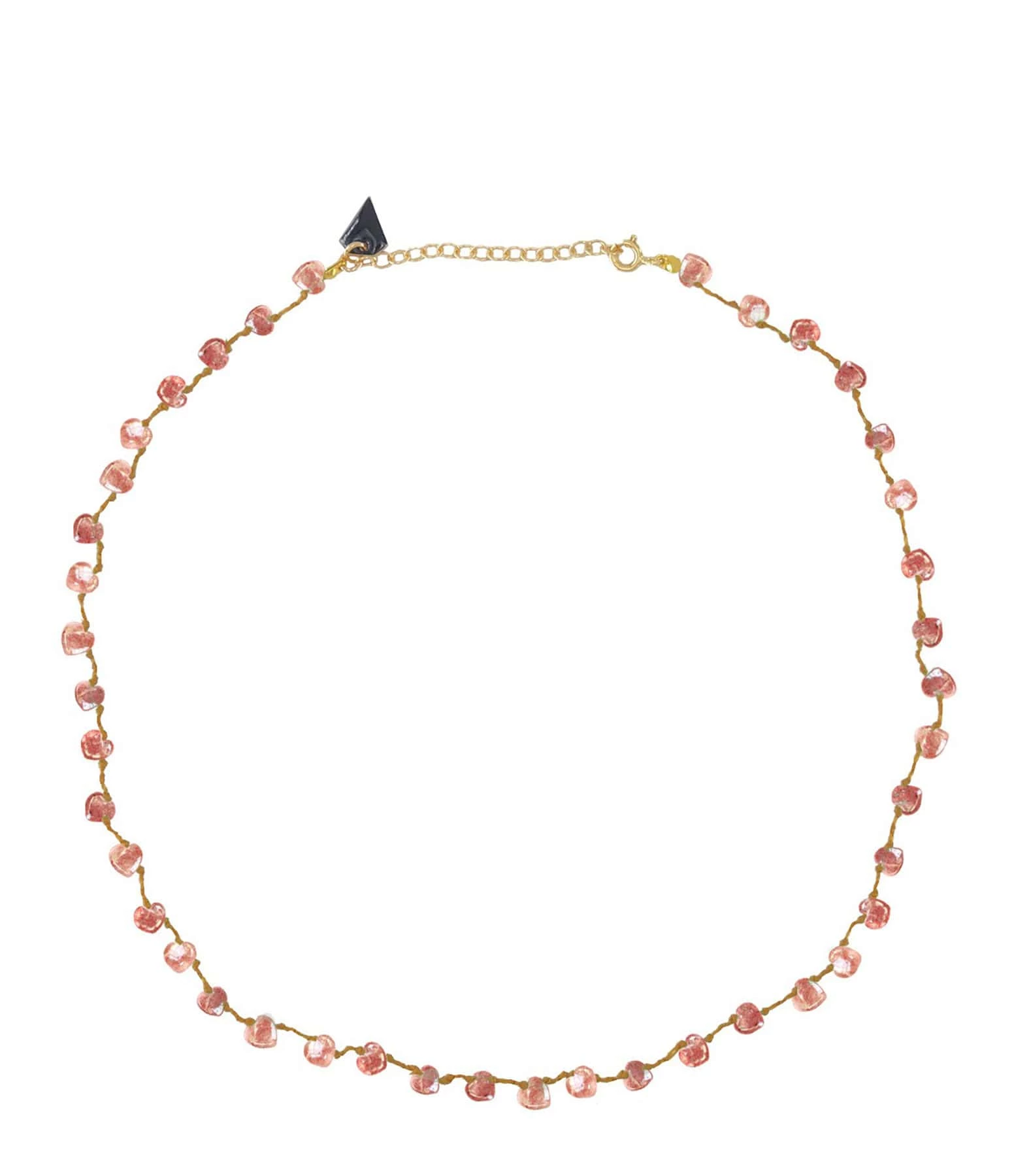 MON PRECIEUX GEM Collier Cœur Strawberry Quartz Rose