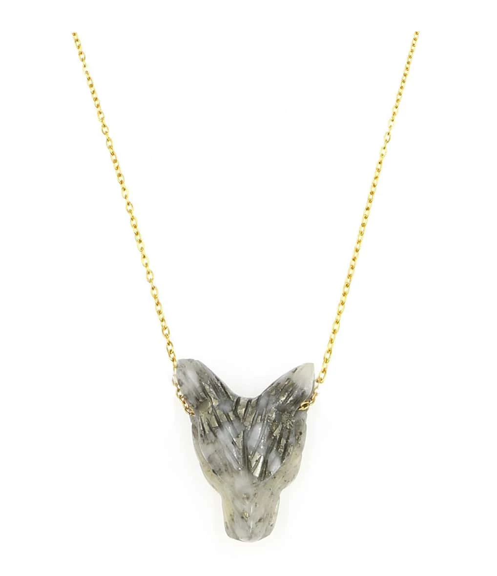 MON PRECIEUX GEM Collier Loup Calcédoine Blanche
