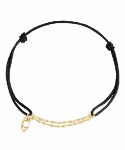 CHARLET Bracelet Diamantée Cordon Noir Or Jaune