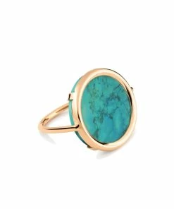 Ginette NY Bague Disc Or Rose Turquoise