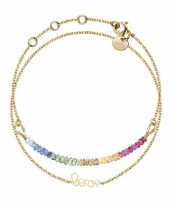 ATELIER PAULIN Bracelet Double Saphir Rainbow Love Gold Filled