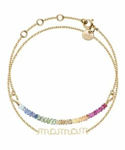 ATELIER PAULIN Bracelet Double Saphir Rainbow Maman Gold Filled