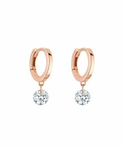 LA BRUNE & LA BLONDE Mini Créoles 360° Diamant Brillant Or Rose