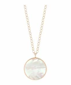 Ginette NY Sautoir Ever Disc Jumbo Nacre Blanche Or Rose