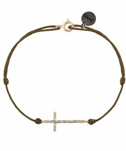 LSONGE Bracelet Croix L Cordon Taupe
