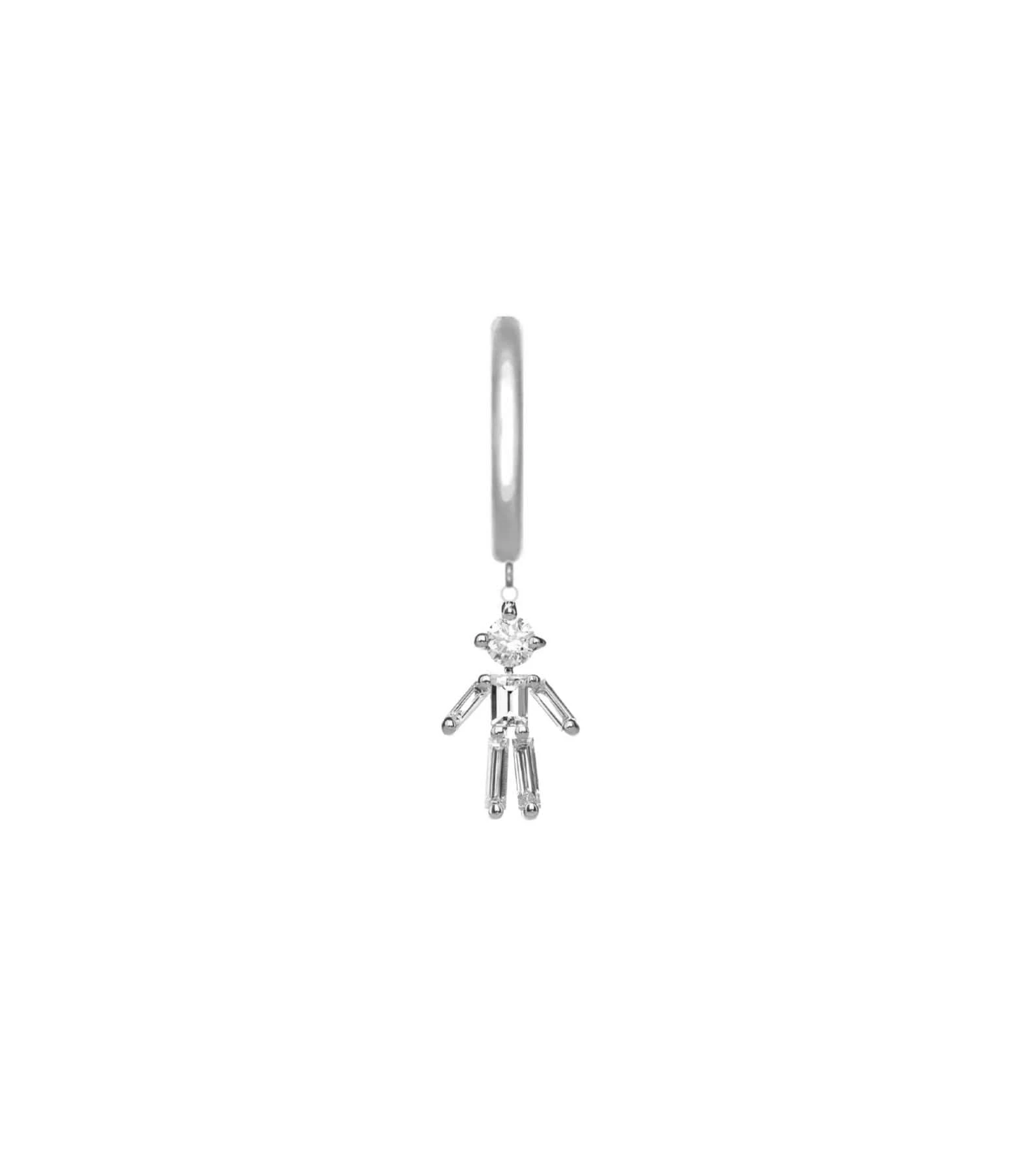 LITTLE ONES Mini Créole Emblématique Garçon Or Blanc Diamants (vendue à L'unité) 3 LITTLE ONES Mini Créole Emblématique Garçon Or Blanc Diamants (vendue à L'unité)