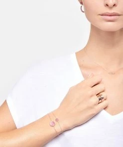 Ginette NY Bracelet Ever Mini Disc Rhodocrosite Or Rose -Boutique Gigi Clozeau ginbe look20210116 37