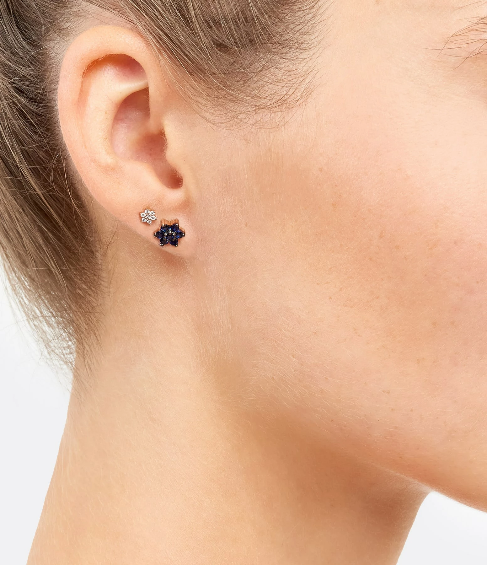 Ginette NY Boucles D'oreilles Star Puces Saphirs Or Rose 4 Ginette NY Boucles D'oreilles Star Puces Saphirs Or Rose – Image 2