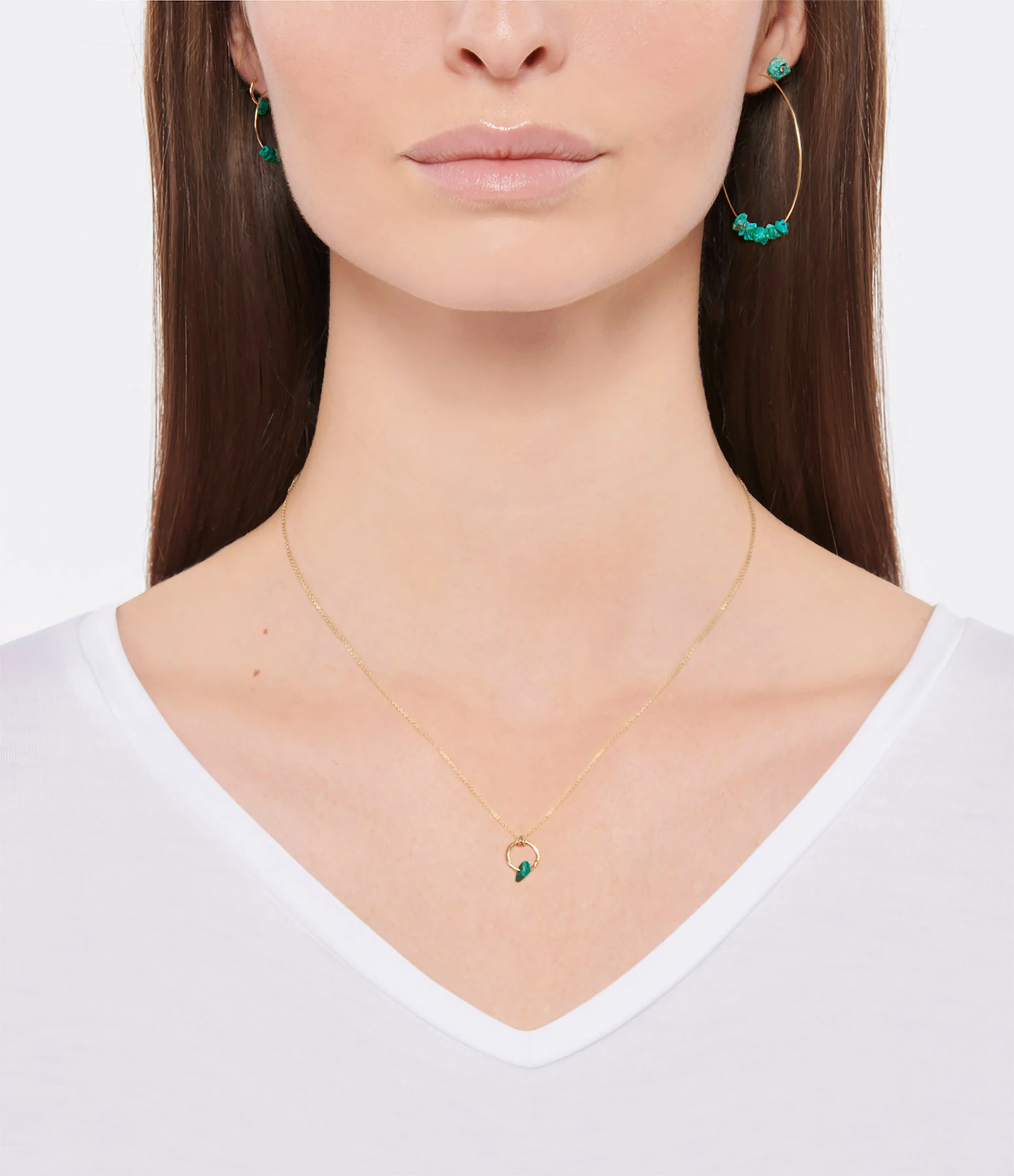 Ginette NY Boucles D'oreilles Mini Jala Chrysocolle Or Rose 5 Ginette NY Boucles D'oreilles Mini Jala Chrysocolle Or Rose – Image 3