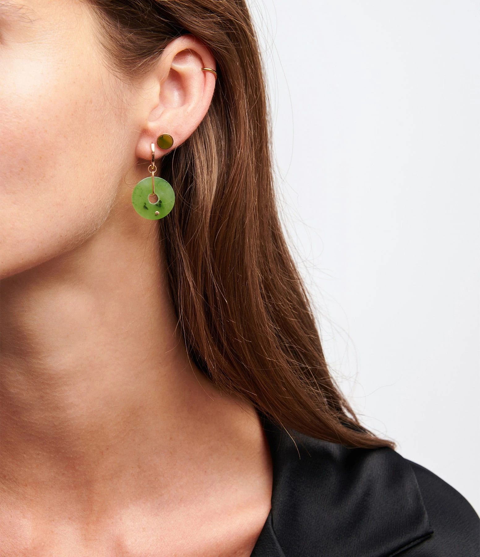 Ginette NY Boucles D'oreilles Ever Disc Jade Or Rose 4 Ginette NY Boucles D'oreilles Ever Disc Jade Or Rose – Image 2