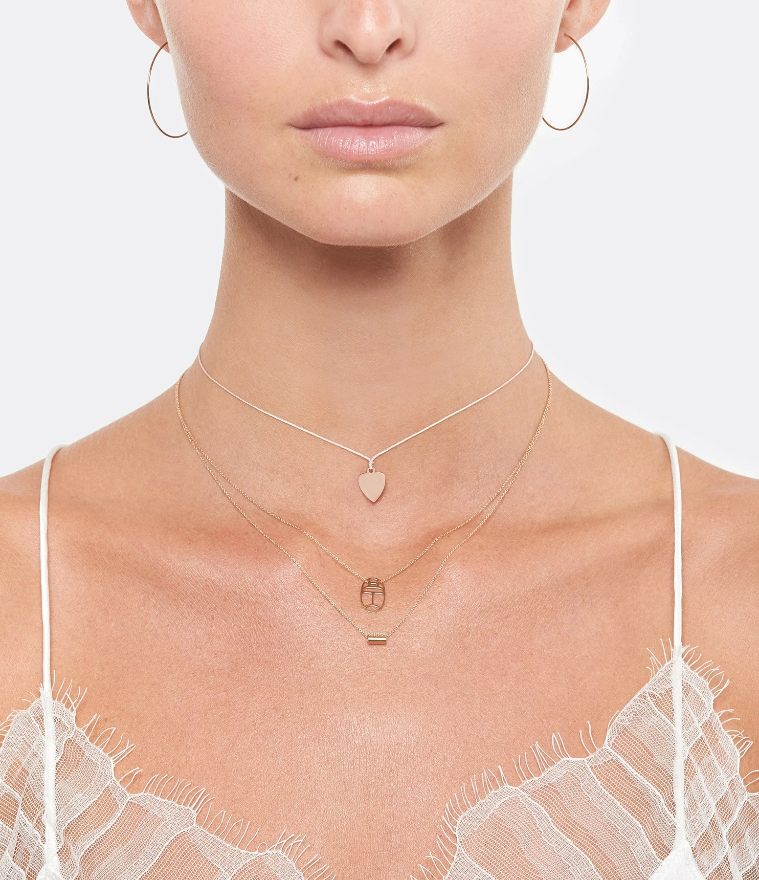 Ginette NY Collier Mini Cœur Soie Or Rose 5 Ginette NY Collier Mini Cœur Soie Or Rose – Image 3