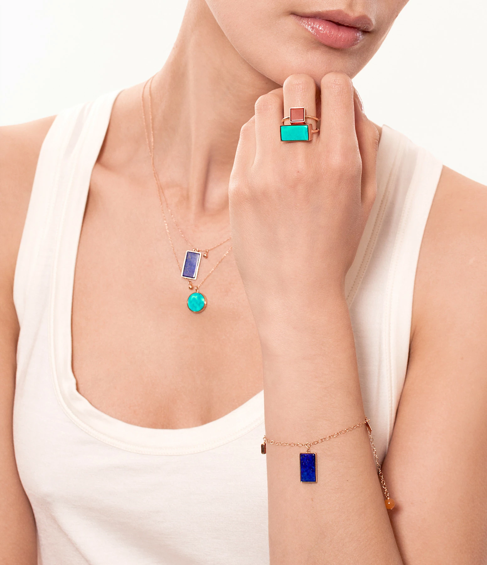Ginette NY Collier Ever Disc Turquoise Or Rose 5 Ginette NY Collier Ever Disc Turquoise Or Rose – Image 3