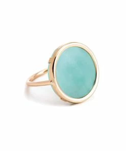 Ginette NY Bague Disc Or Rose Amazonite