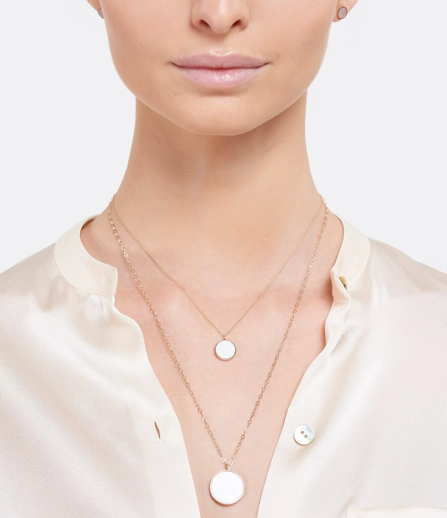 Ginette NY Sautoir Ever Disc Jumbo Agate Blanche Or Rose 4 Ginette NY Sautoir Ever Disc Jumbo Agate Blanche Or Rose – Image 2