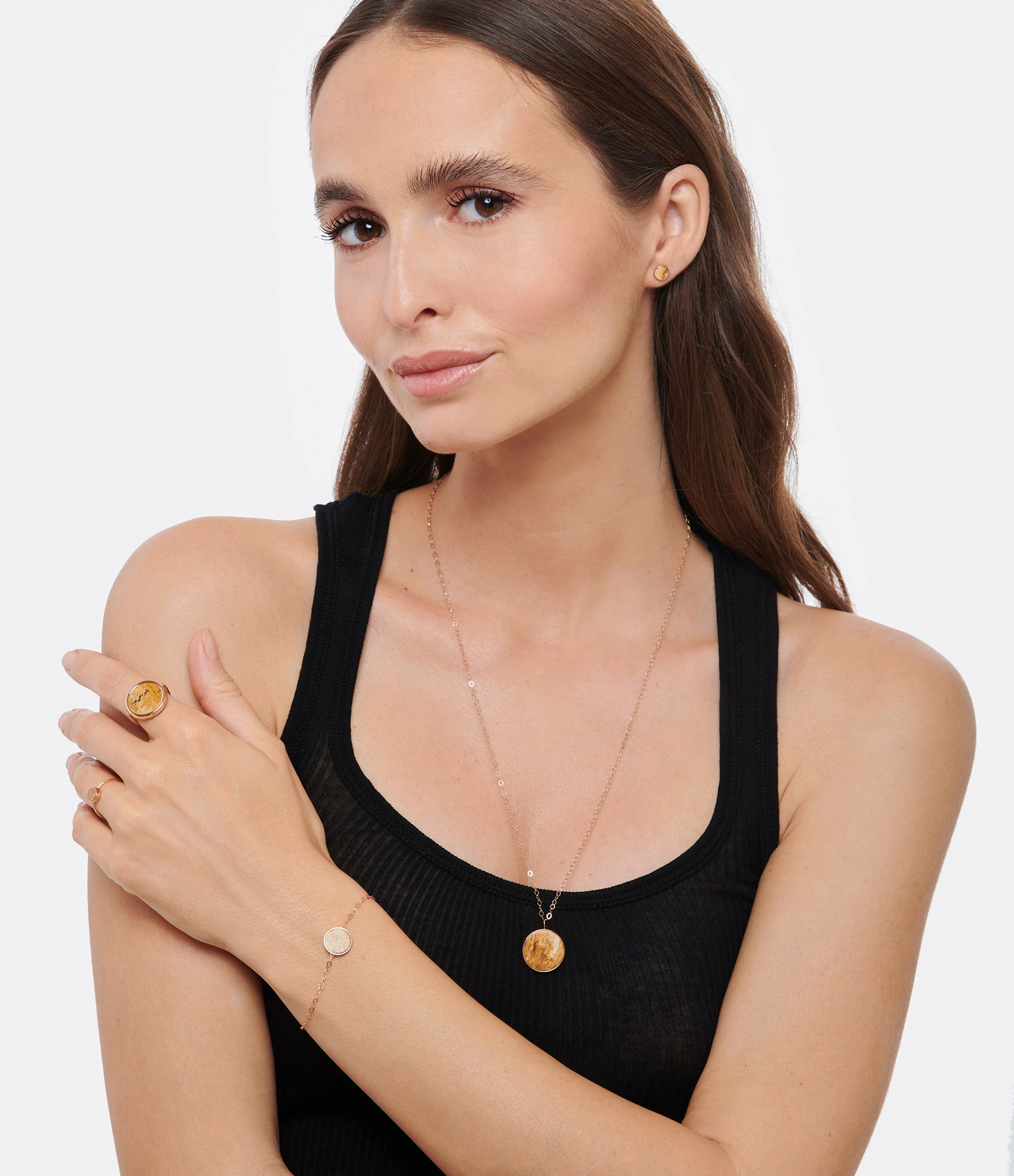 Ginette NY Bague Disc Or Rose Jaspe 6 Ginette NY Bague Disc Or Rose Jaspe – Image 4