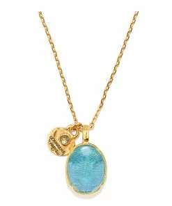GOOSSENS PARIS Collier Cabochon Cristal De Roche Bleu Aqua