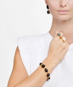 GOOSSENS PARIS Bague Cabochon Carré Cristal De Roche Bleu Denim -Boutique Gigi Clozeau gooss look20201006 171 verdatre