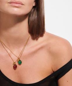 GOOSSENS PARIS Collier Cabochon Cristal De Roche Vert Émeraude -Boutique Gigi Clozeau gooss look20220805 113