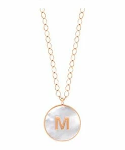 Ginette NY Collier Initial Nacre Blanche Or Rose, Personnalisable