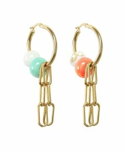 SHAKER JEWELS Créoles Tida Céramique Perles Argent Doré