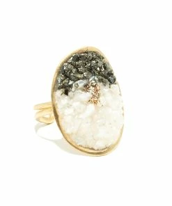 LSONGE Bague Lakota XL Nacre Pyrite